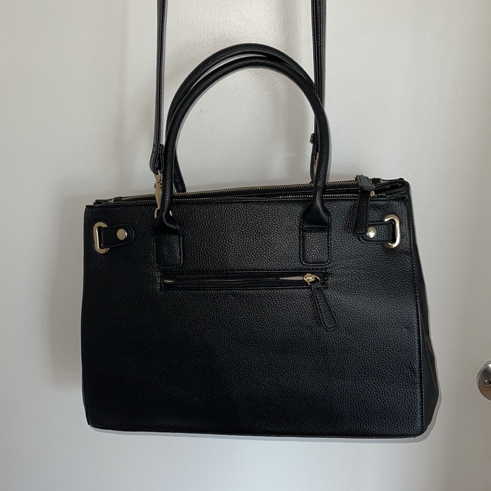 Dasein medium faux leather satchel tote shoulder bag w/strap Top zipper closure - Picture 3 of 8